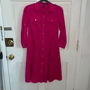 Lauren Ralph Lauren Hot Pink Linen Shirt Dress Size XSmall